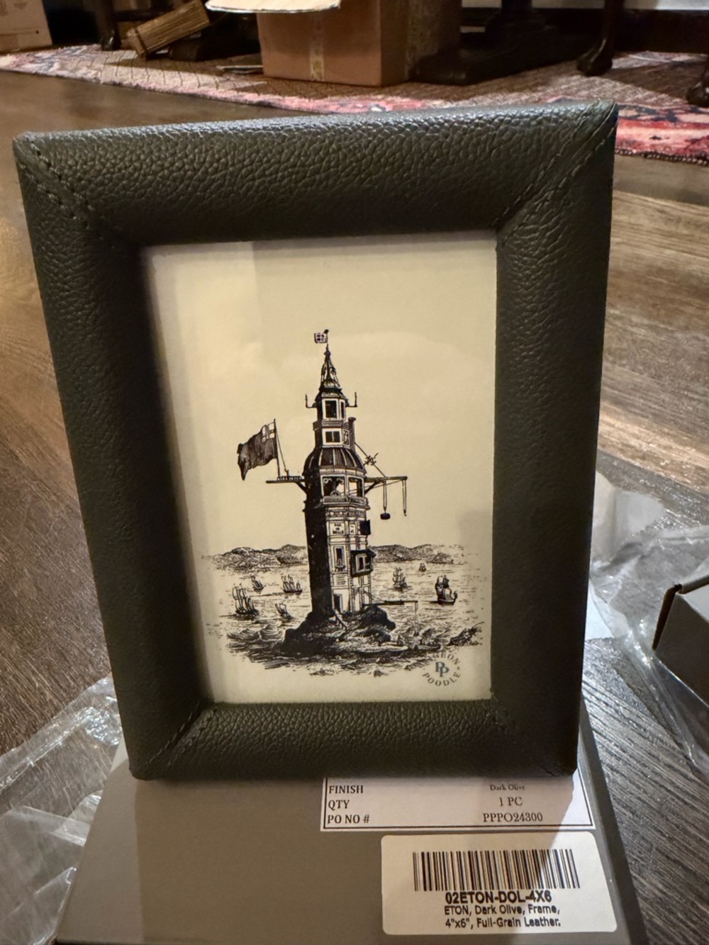 NIB “PIGEON & POODLE” ETON Green Leather picture And Frame
